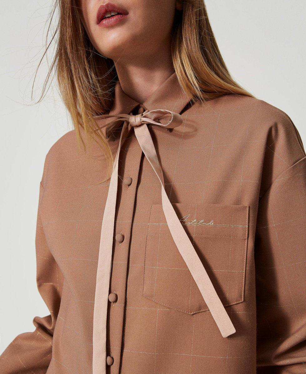 Camisa de cuadros con lurex Mujer Marron TWINSET Milano