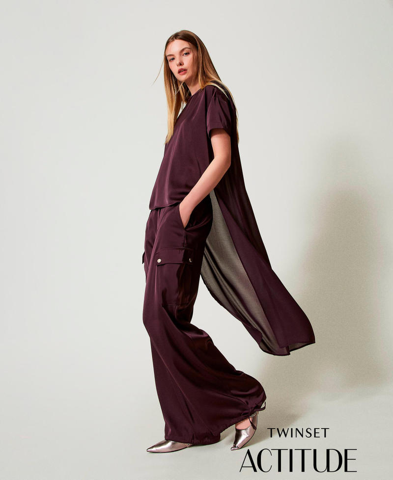 Satin cargo trousers Potent Purple Woman 242AT2171_11963_01