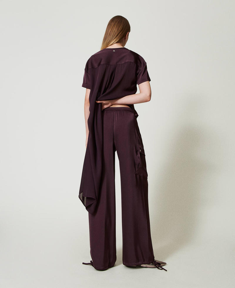 Satin cargo trousers Potent Purple Woman 242AT2171_11963_03