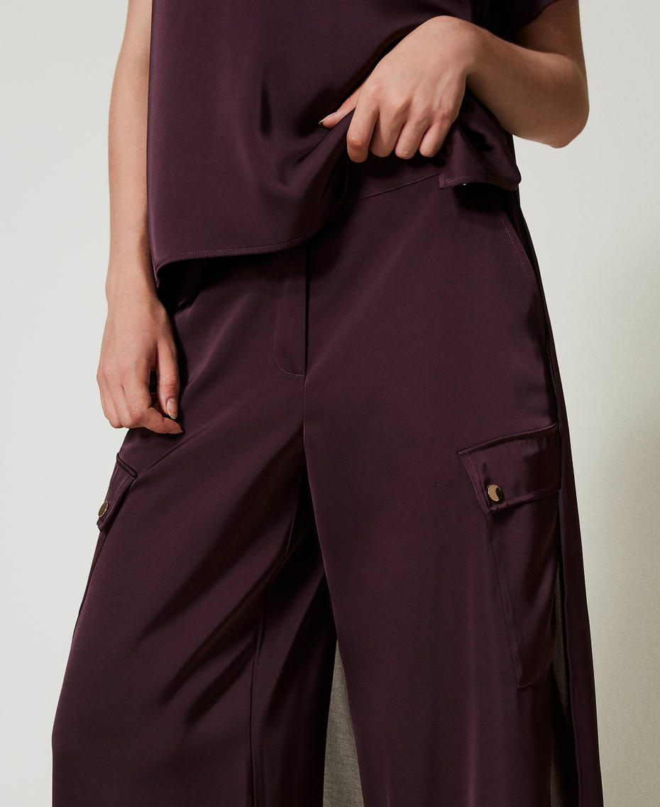 Satin cargo trousers Potent Purple Woman 242AT2171_11963_04