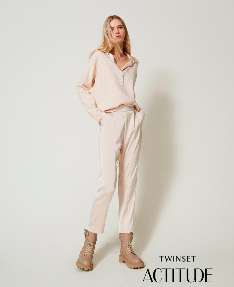 Satin cigarette trousers Pink Cloud Pink Woman 242AT2172_00231_01