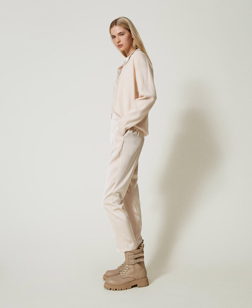 Pantaloni a sigaretta in raso Rosa Cloud Pink Donna 242AT2172_00231_02