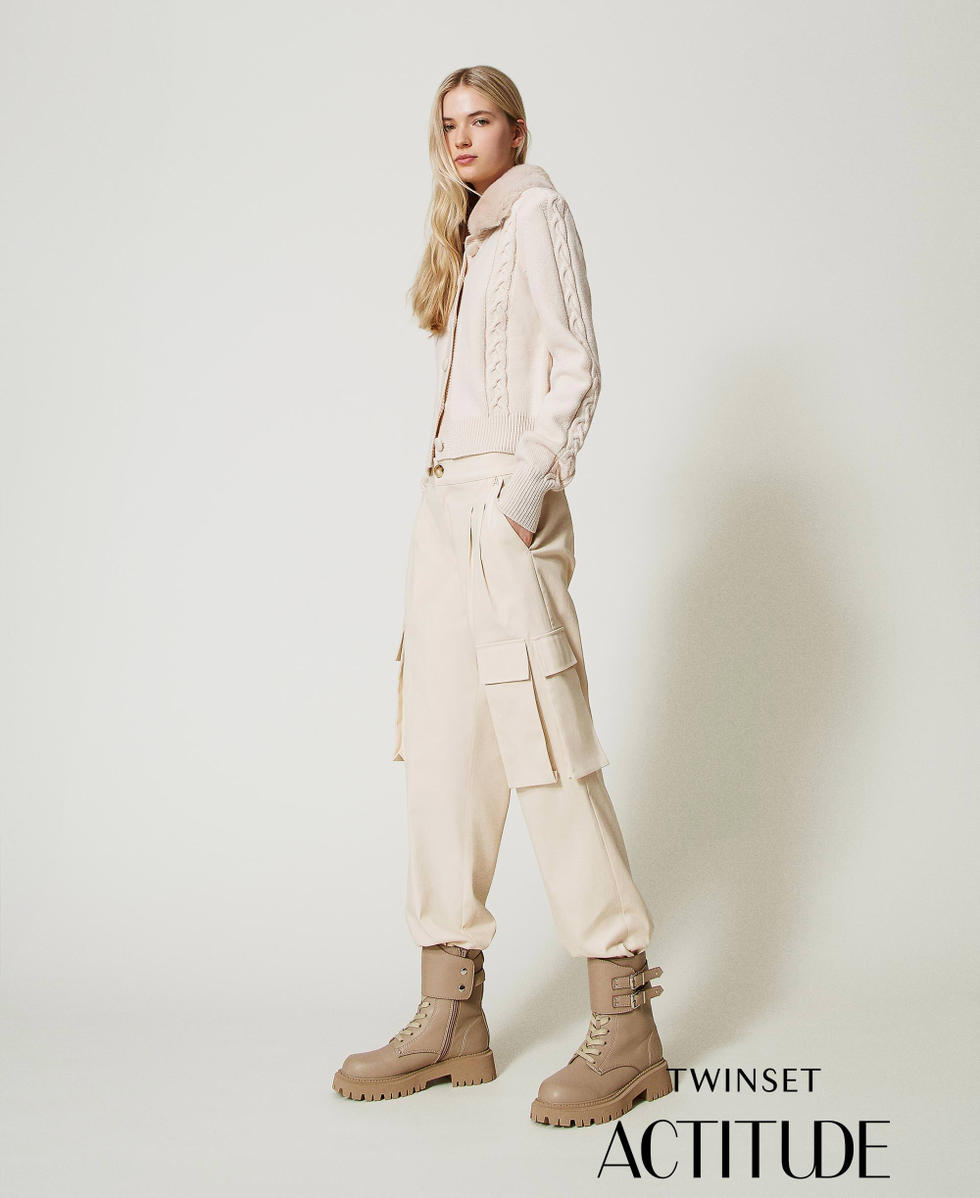 Pantalon cargo avec poches asym&eacute;triques Rose Cloud Pink Femme 242AT2202_00231_01