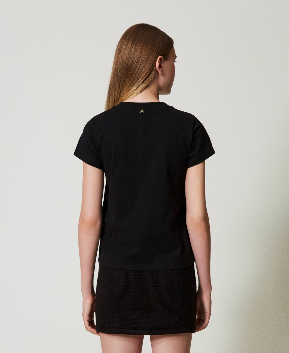 T-shirt avec logo et strass Noir Femme 242AT2221_00006_03