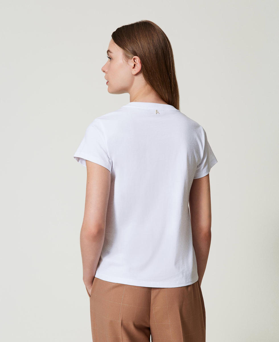 T-shirt avec logo et strass Blanc "Papers" Femme 242AT2221_00840_04