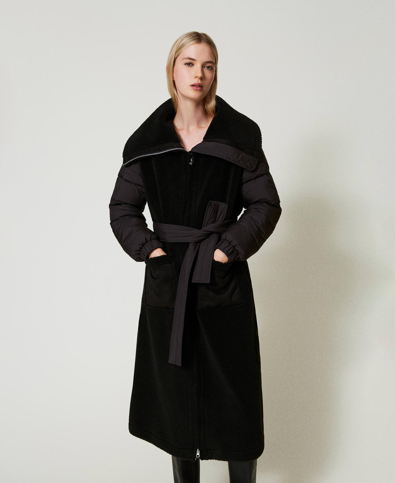 Padded faux fur coat Black Woman 242AT2230_00006_02