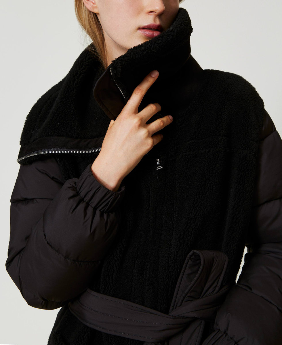 Padded faux fur coat Woman Black TWINSET Milano