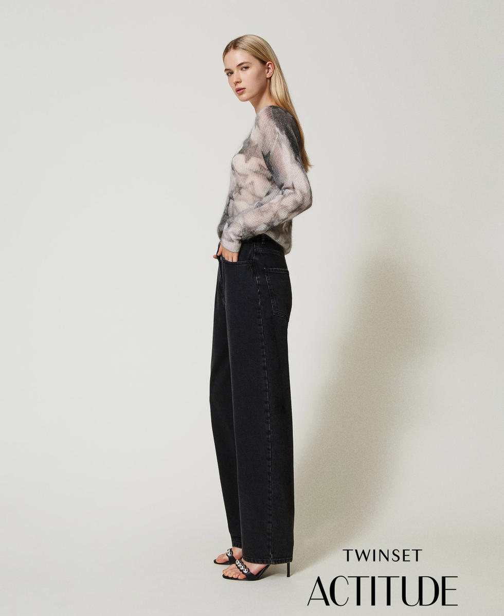 Jean noir carotte avec cinq poches Denim Noir Femme 242AT2274_01103_01