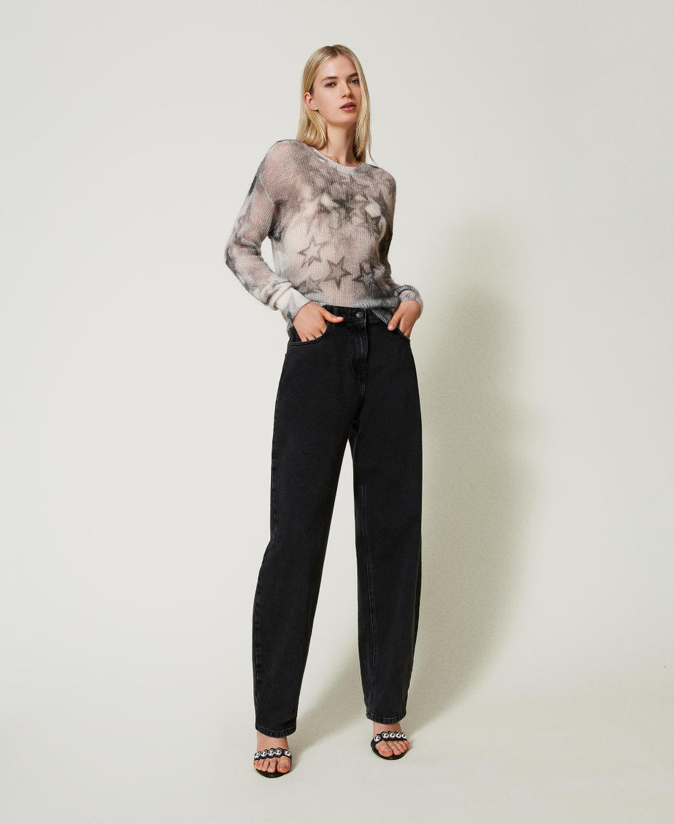 Jean noir carotte avec cinq poches Denim Noir Femme 242AT2274_01103_02