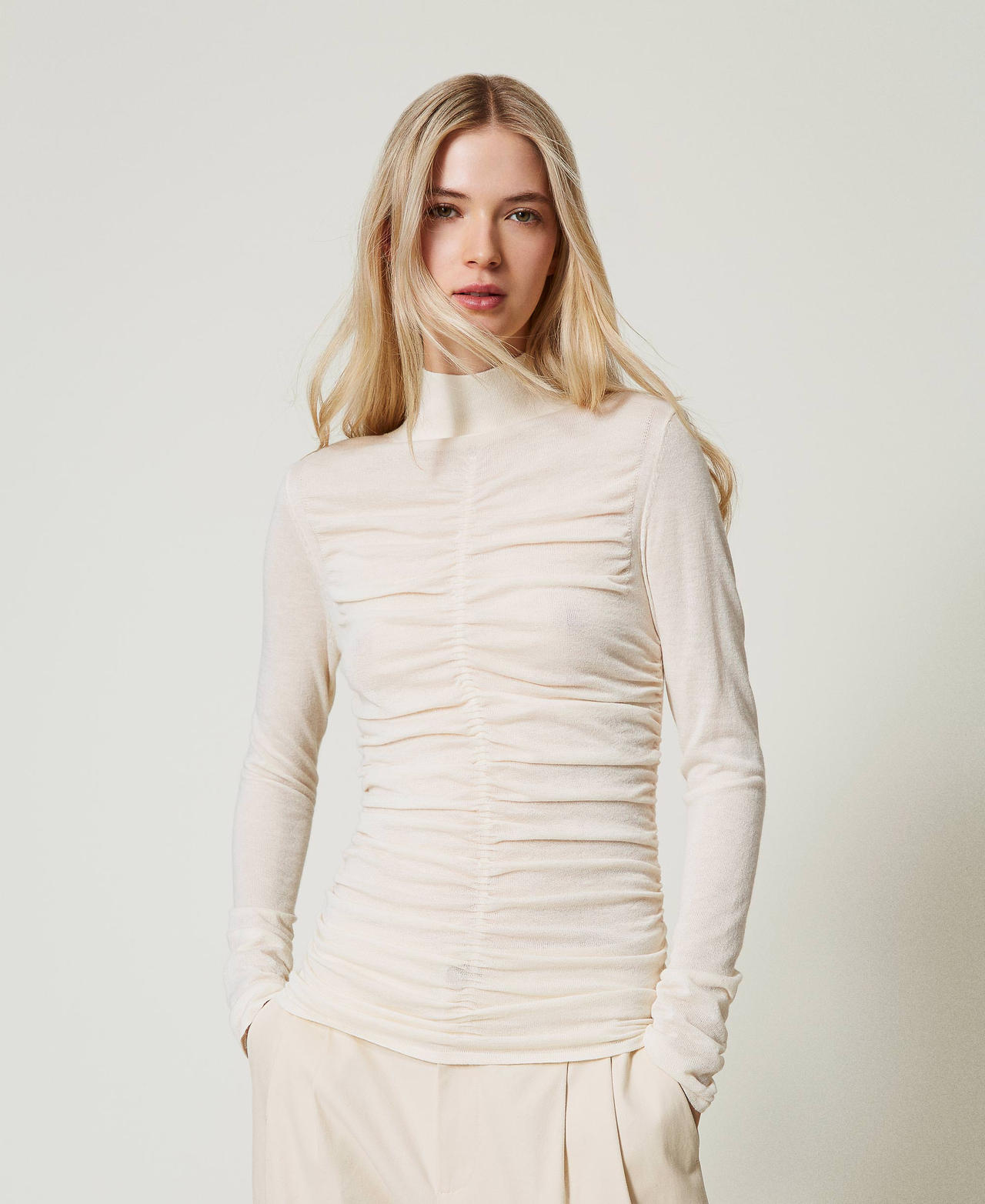 Gathered turtleneck jumper Off White Woman 242AT3051_00526_02