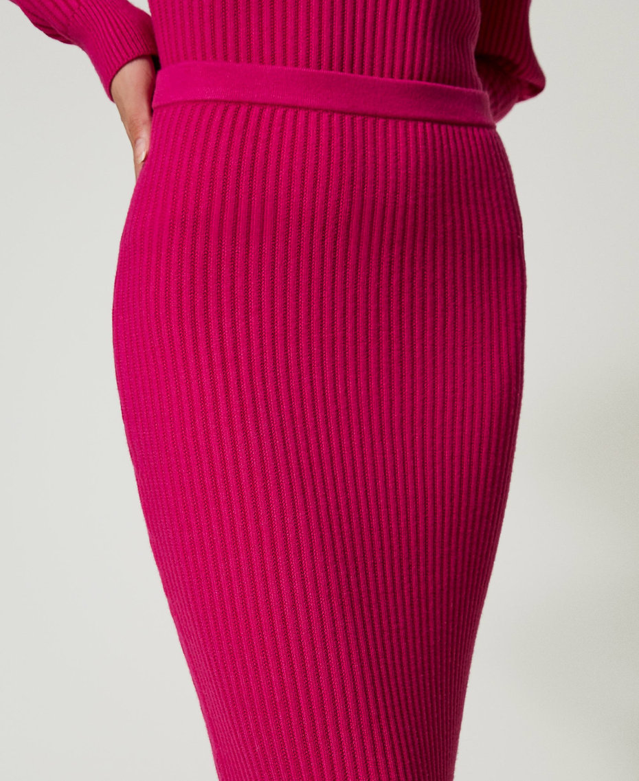 Rib knit midi skirt Super Pink Woman 242AT3171_11962_04