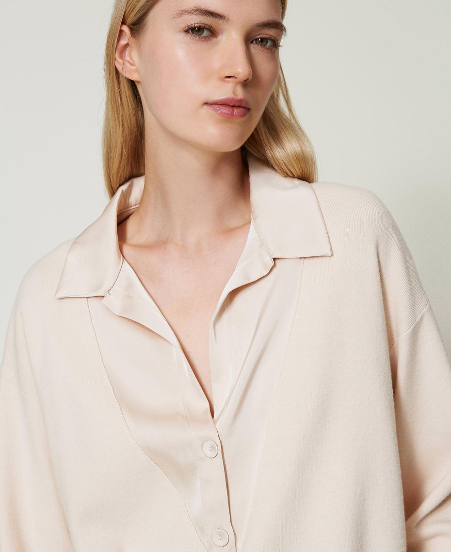 Maglia con colletto in raso Rosa Cloud Pink Donna 242AT3191_00231_04