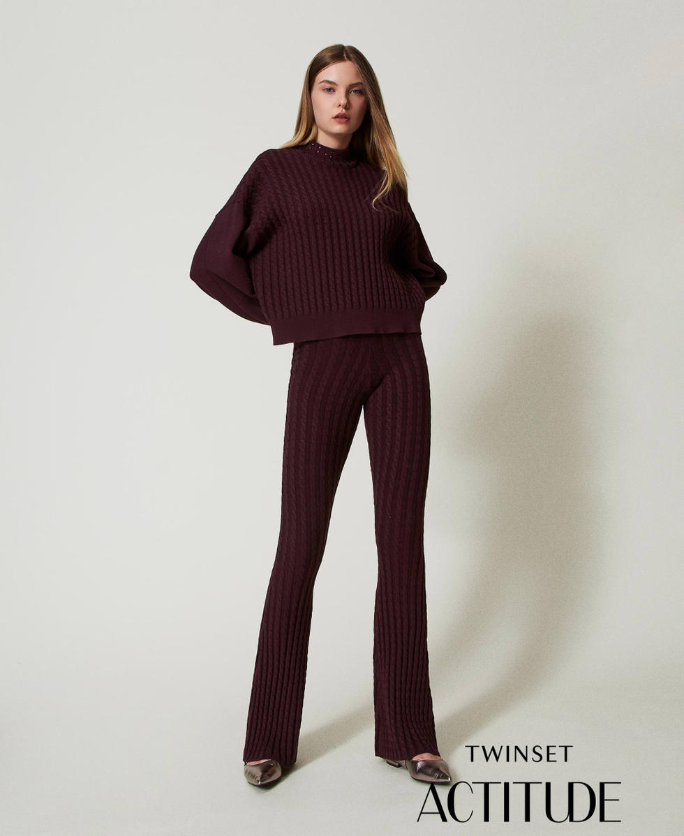 Pantalones flare de punto con ochos Potent Purple Mujer 242AT3231_11963_01