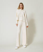Set Portocaliu Metalizat Cu Top Si Pantaloni Wide Leg main image 1