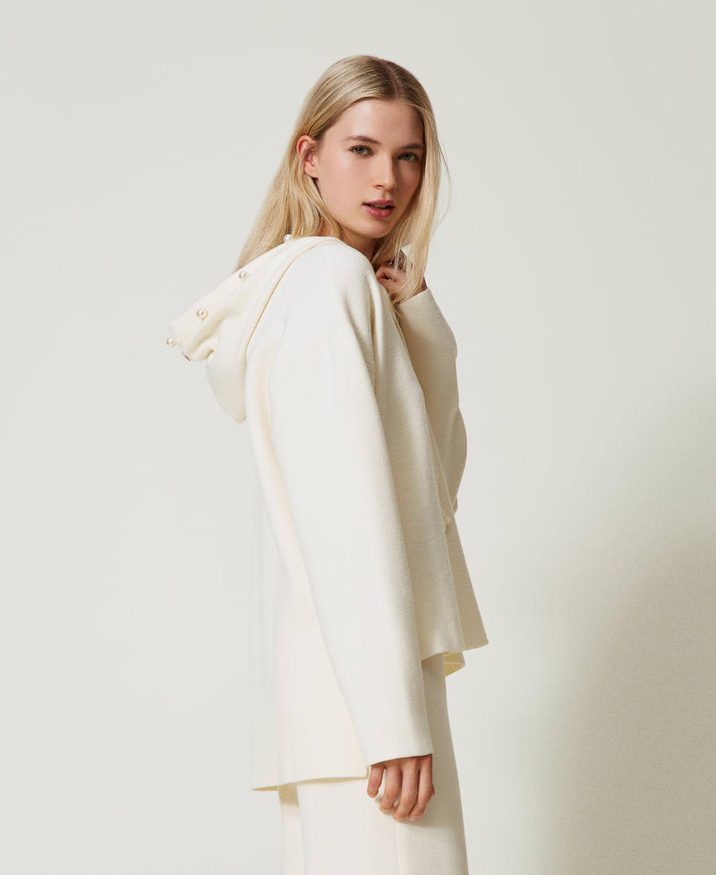 Pull avec capuche et perles Blanc Antique White Femme 242AT3252_00245_03