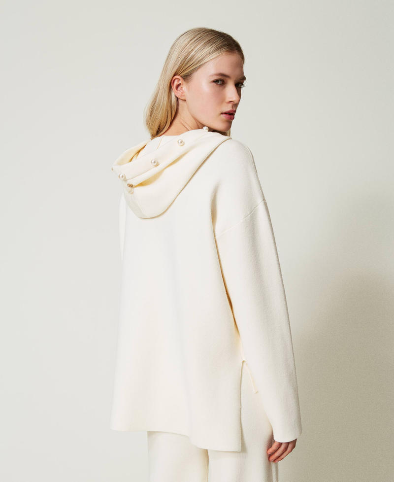 Pull avec capuche et perles Blanc Antique White Femme 242AT3252_00245_04