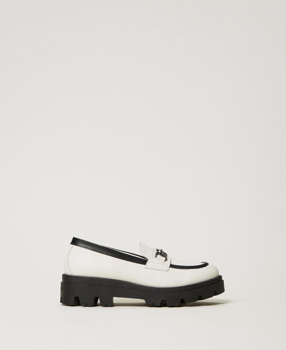 Leather loafers with Oval T Off White Girl 242GCJ020_00526_01