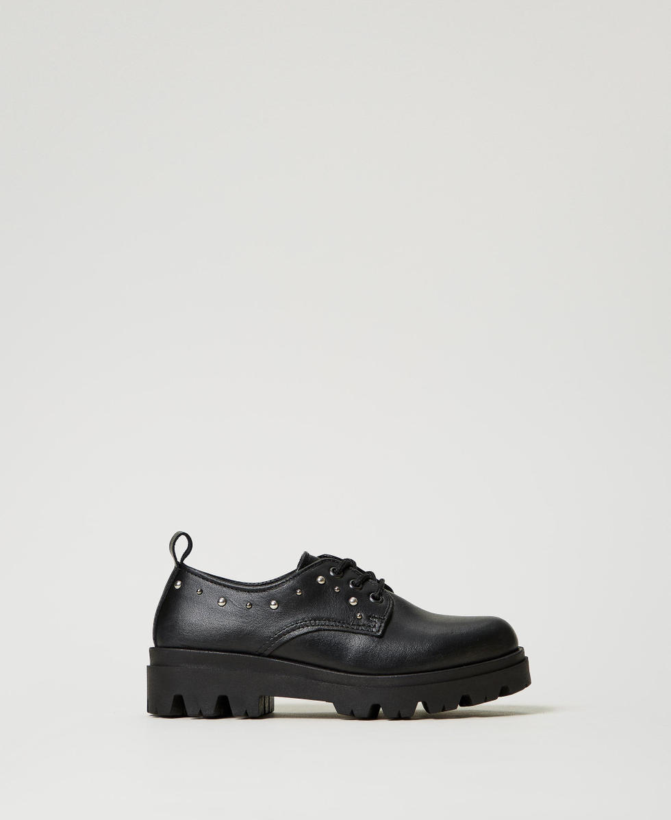 Scarpe stringate in pelle Bambina Nero TWINSET Milano