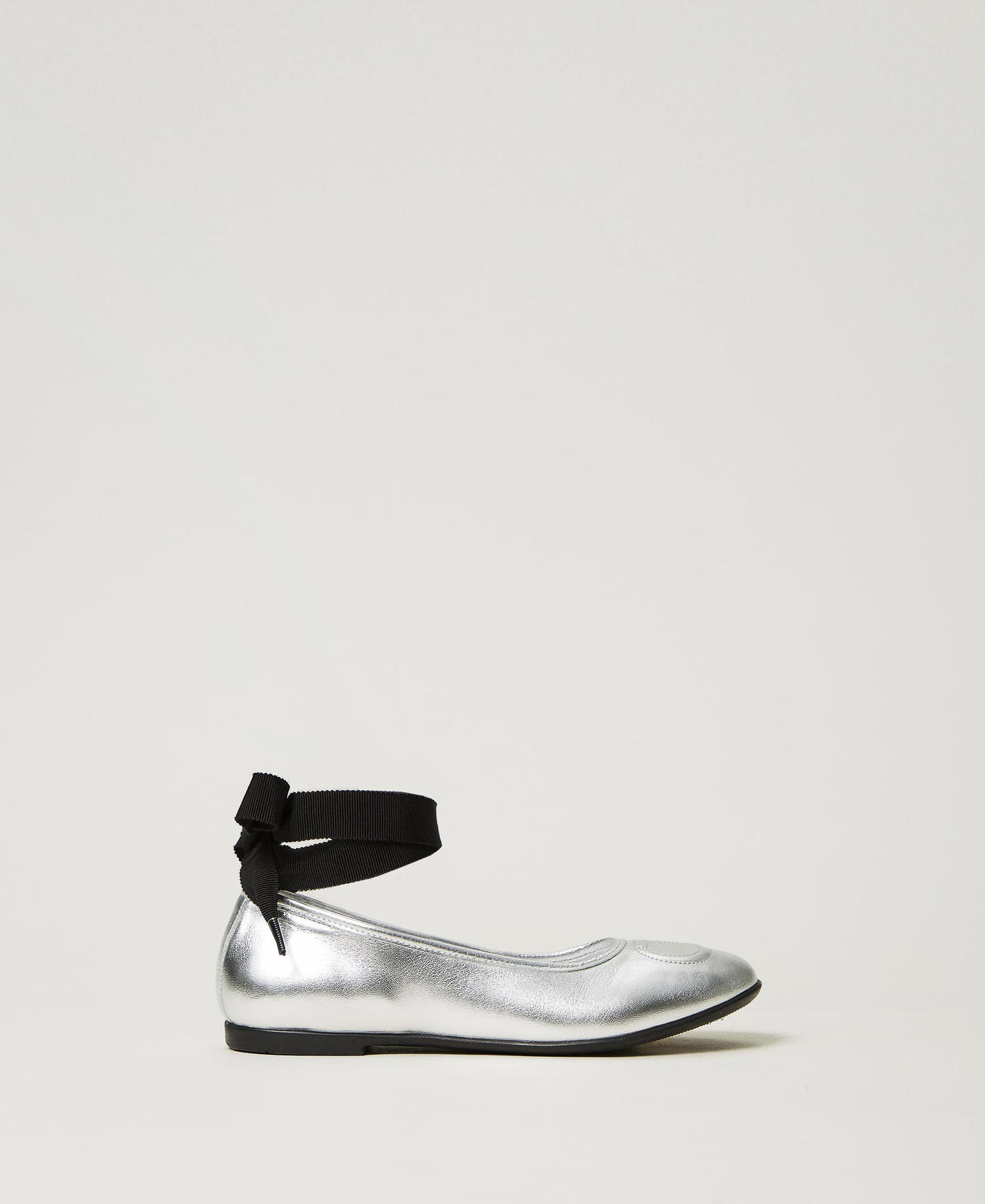 Ballerine in pelle con nastri Silver Bambina 242GCJ028_00995_01