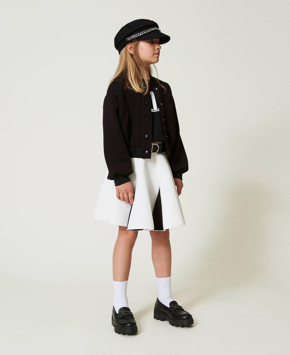 Scuba fabric bomber jacket Black Girl 242GJ2010_00006_T0