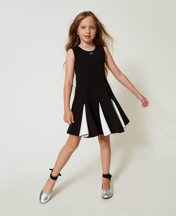 Two-tone short scuba fabric dress
