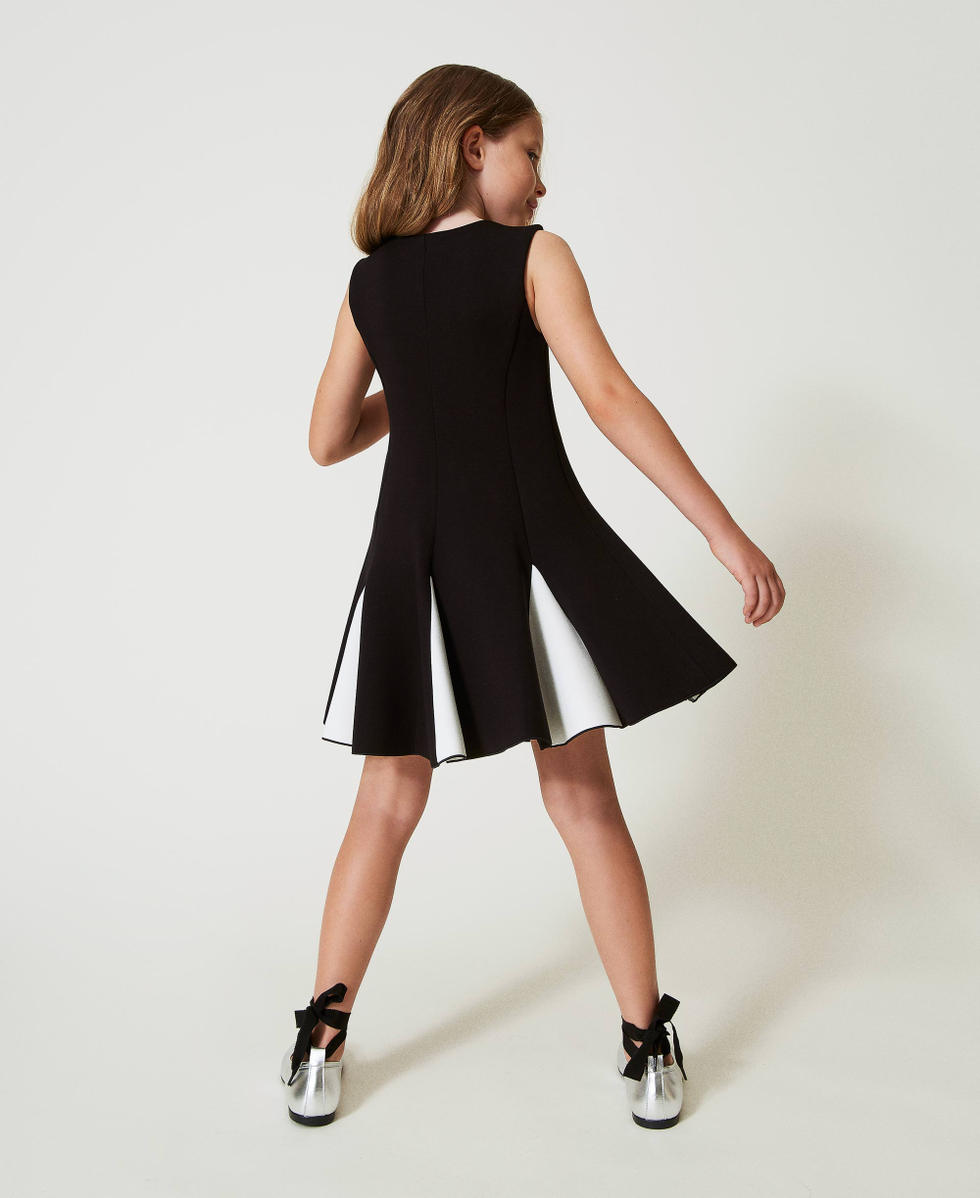 Two tone short scuba fabric dress Girl Black TWINSET Milano