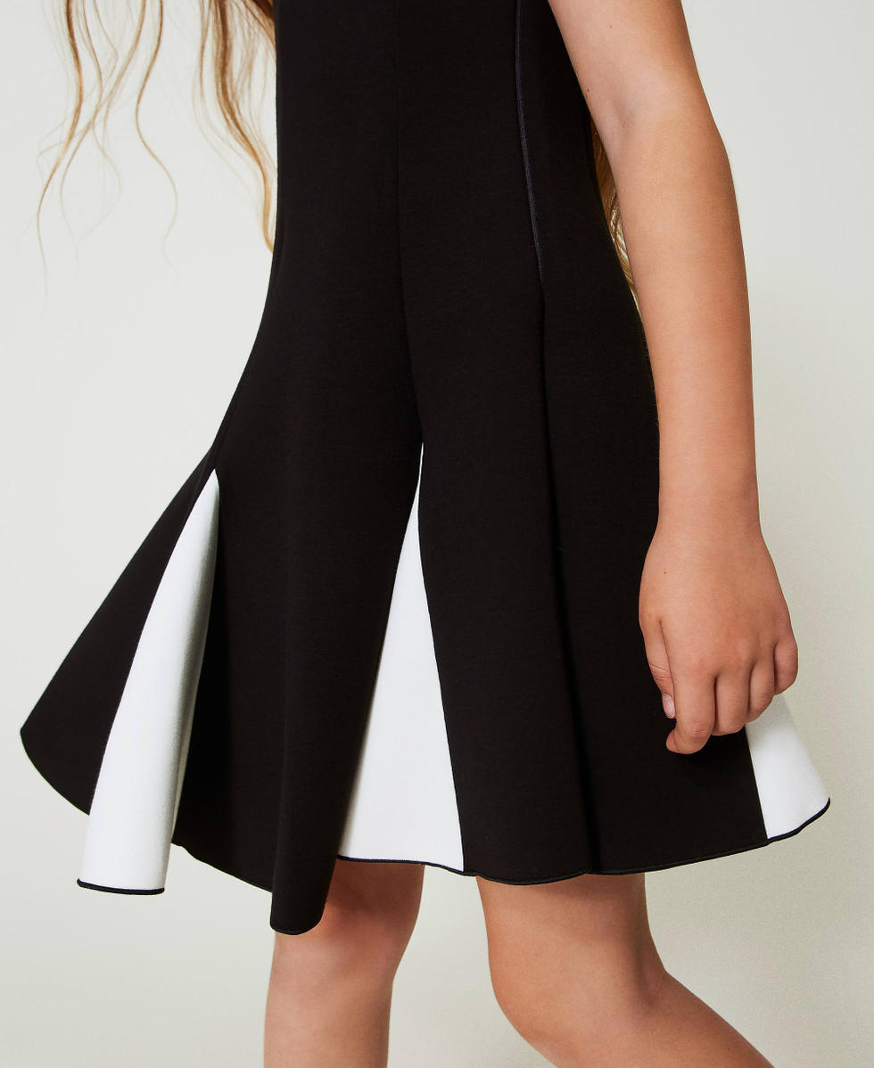 Two-tone short scuba fabric dress Girl, Black | TWINSET Milano