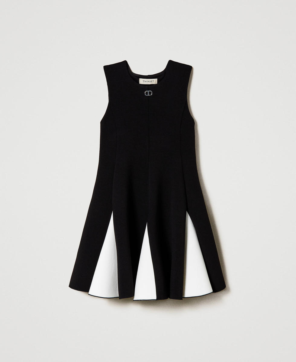 Two-tone short scuba fabric dress Girl, Black | TWINSET Milano