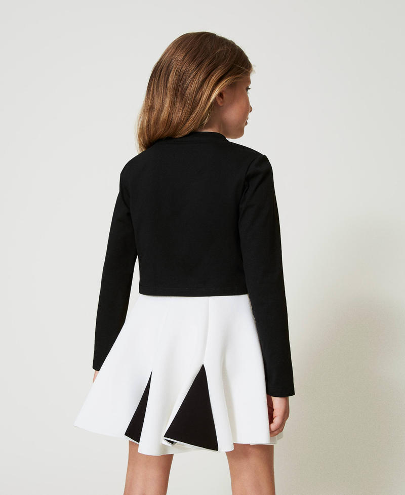 Gonna in tessuto scuba bicolore Bicolor Off White / Nero Bambina 242GJ2012_02722_03