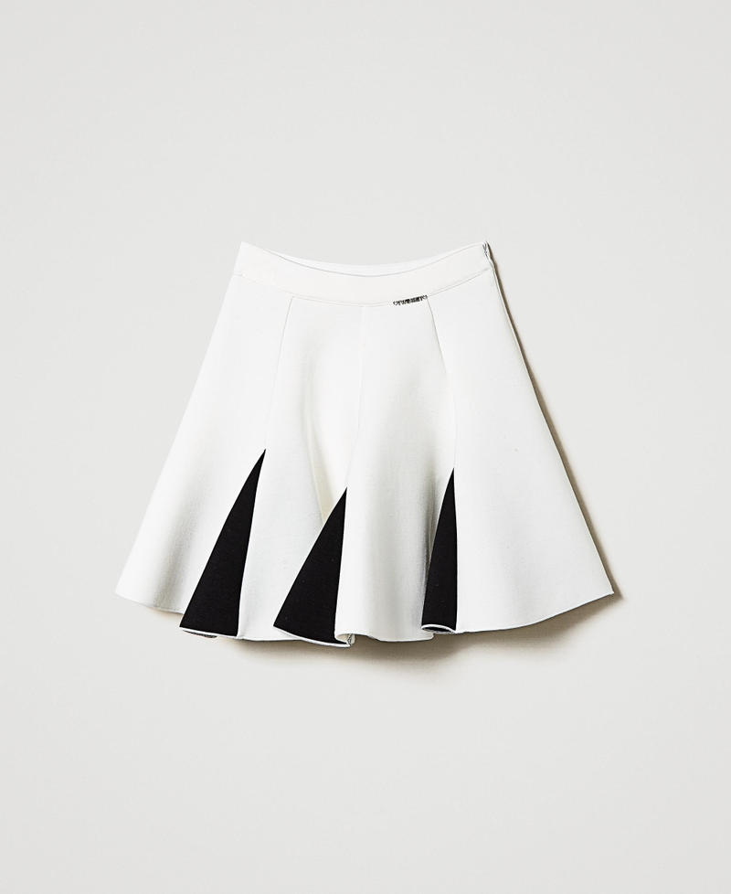 Two-tone scuba fabric skirt Bicolour Off White / Black Girl 242GJ2012_02722_0S