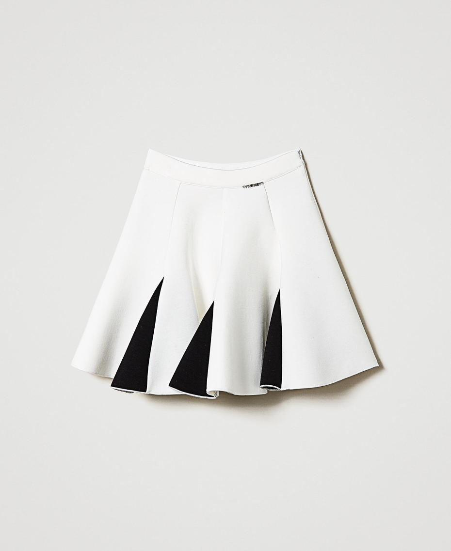 Two-tone scuba fabric skirt Bicolour Off White / Black Girl 242GJ2012_02722_S0
