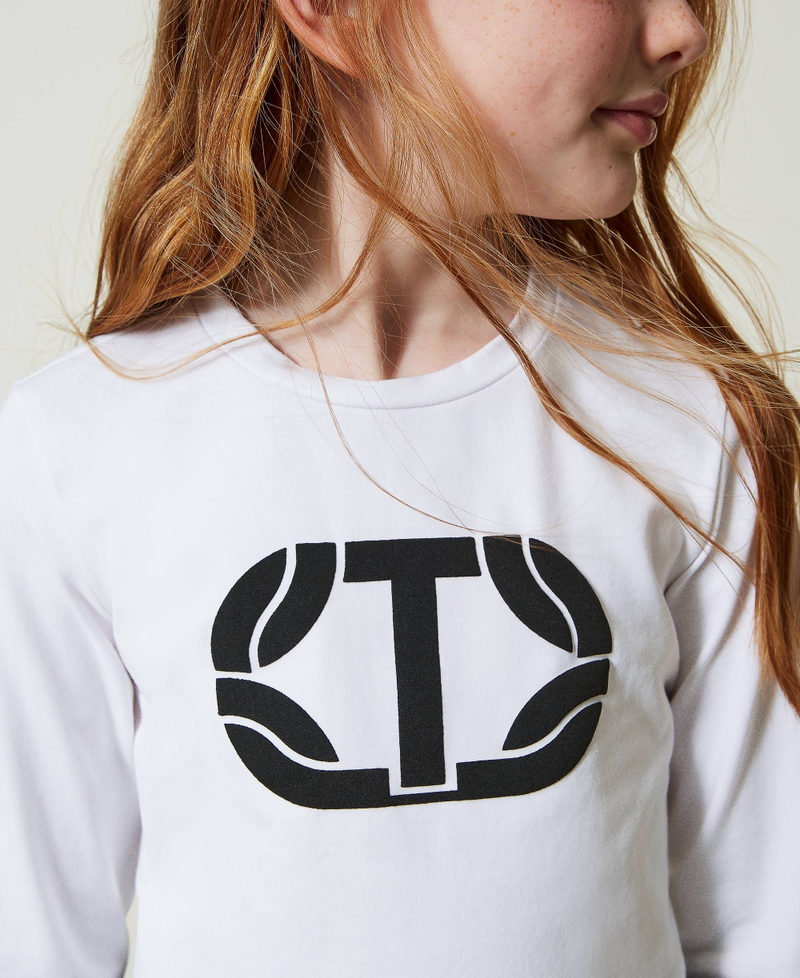 Cropped T-shirt with rubberised logo Off White Girl 242GJ2032_00526_01