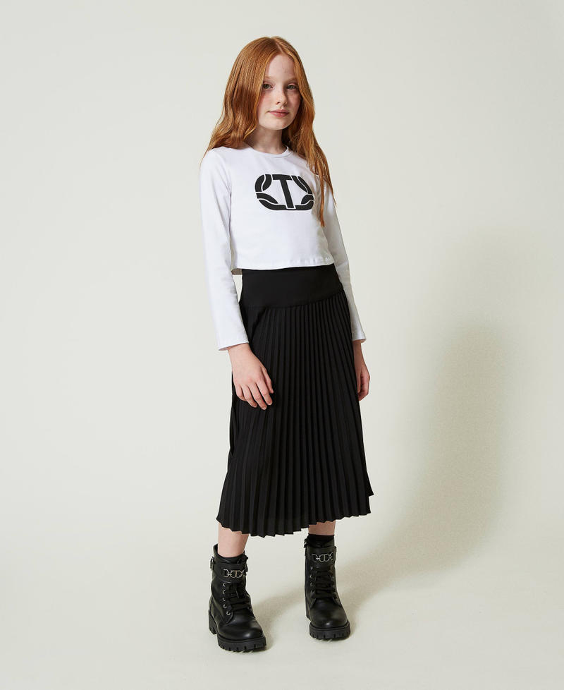 Cropped T-shirt with rubberised logo Off White Girl 242GJ2032_00526_02