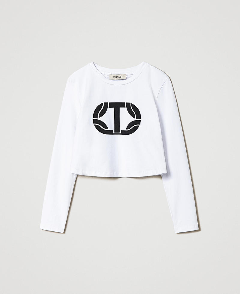 Cropped T-shirt with rubberised logo Off White Girl 242GJ2032_00526_S0