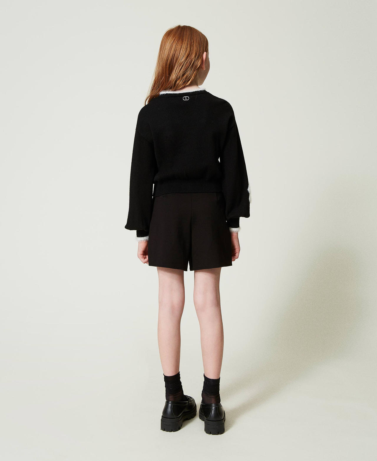 Shorts with ruffles and logo Black Girl 242GJ2044_00006_03