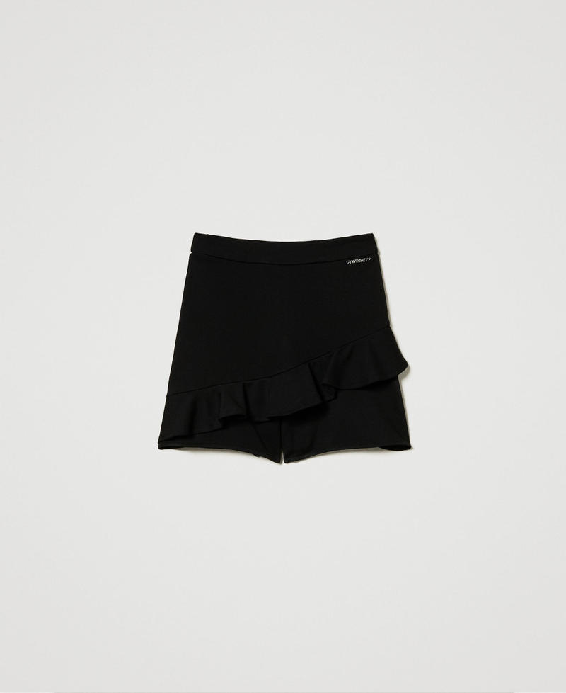 Shorts with ruffles and logo