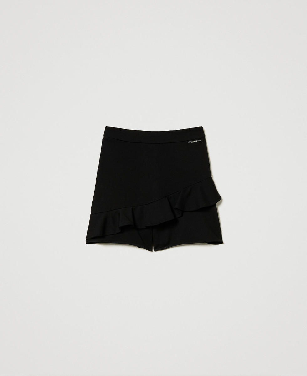 Shorts con volant e logo Nero Bambina 242GJ2044_00006_S0