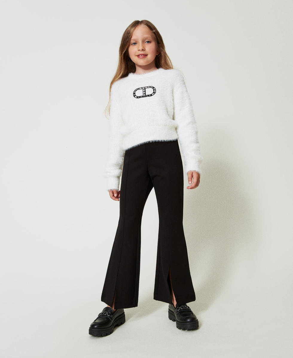 Pantalon noir a fente clearance