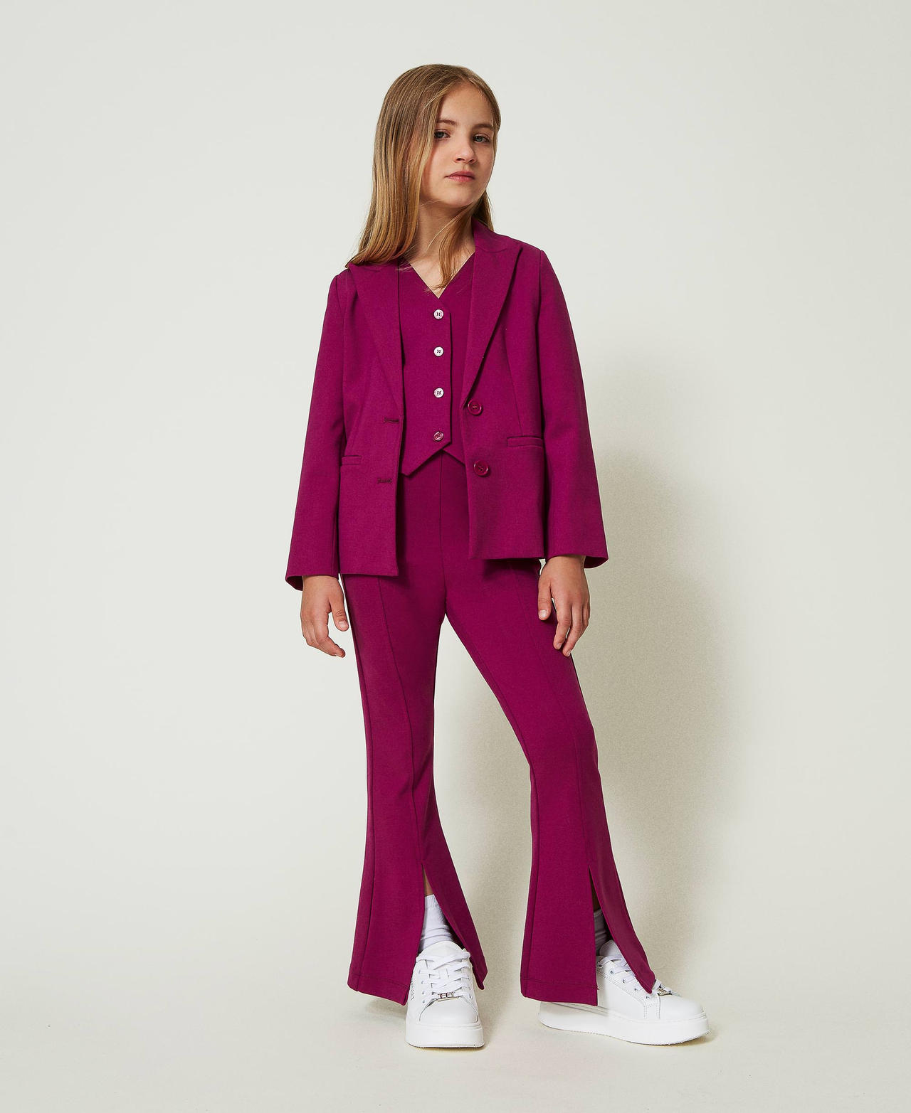 Flared trousers with slit Magenta Purple Girl 242GJ2045_11736_02