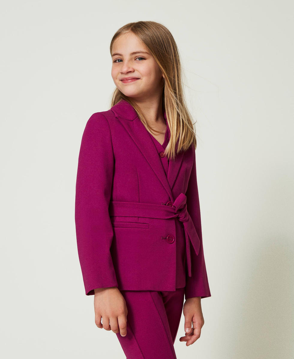 Blazer de botonadura simple con cintur&oacute;n Magenta Purple Ni&ntilde;a 242GJ2046_11736_01
