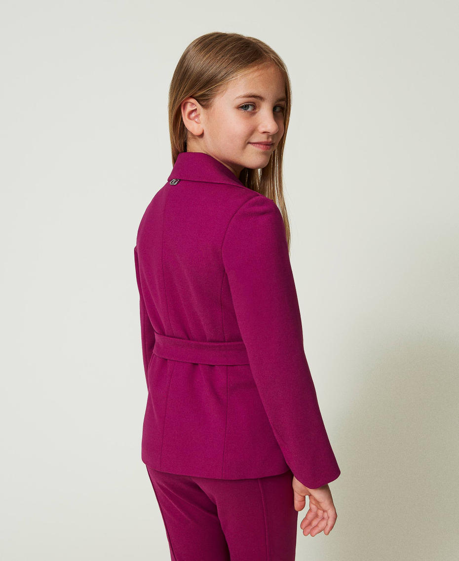 Single-breasted blazer with belt Magenta Purple Girl 242GJ2046_11736_03