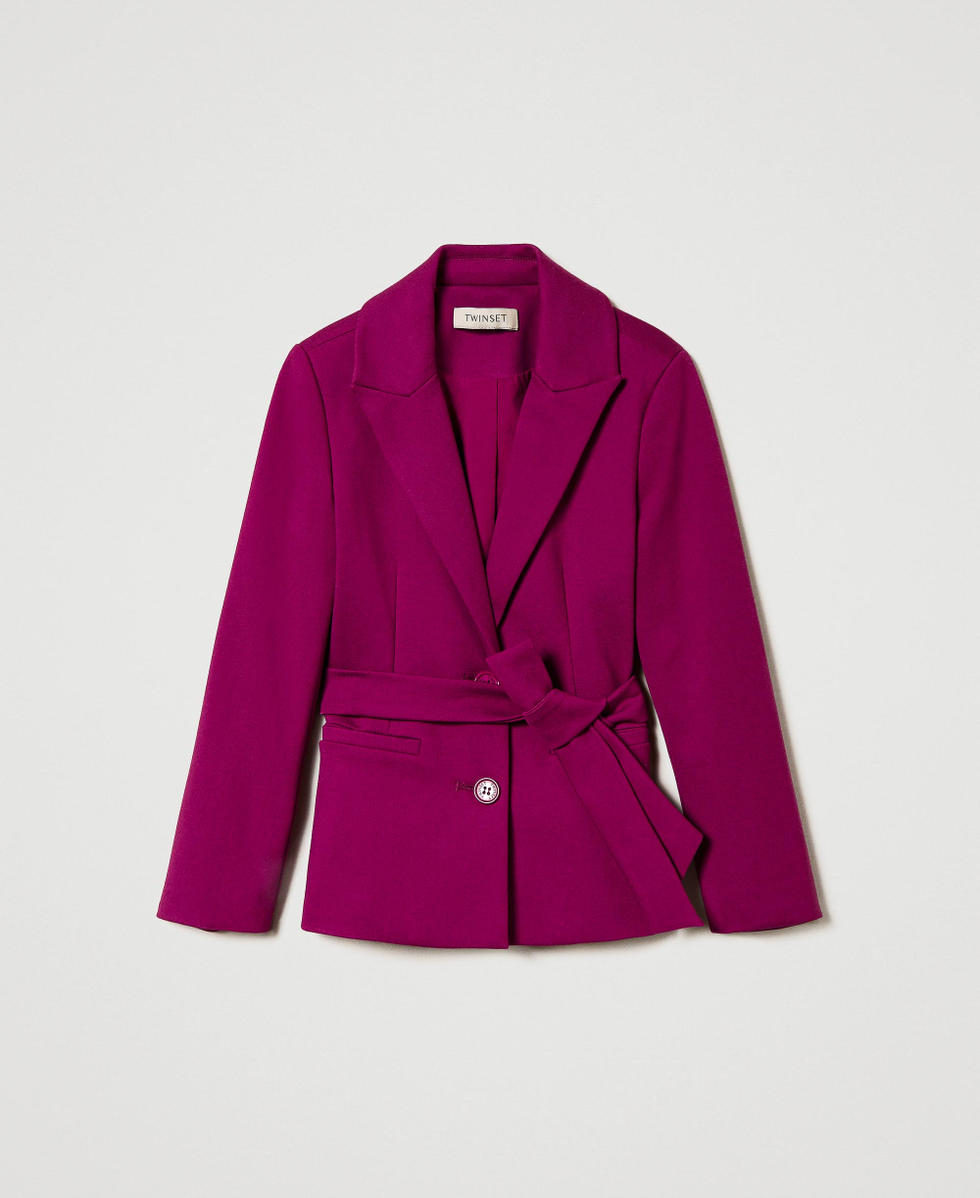 Blazer de botonadura simple con cintur&oacute;n Magenta Purple Ni&ntilde;a 242GJ2046_11736_S0