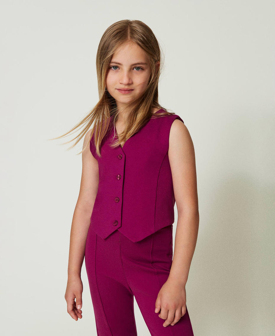 Single-breasted waistcoat with tonal buttons Magenta Purple Girl 242GJ2048_11736_01