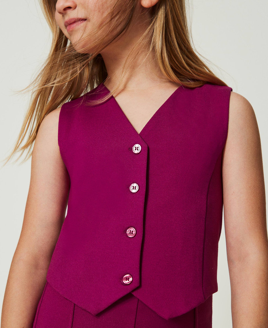 Single-breasted waistcoat with tonal buttons Magenta Purple Girl 242GJ2048_11736_04