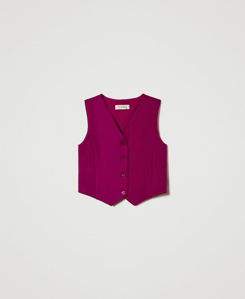 Single-breasted waistcoat with tonal buttons Magenta Purple Girl 242GJ2048_11736_S0