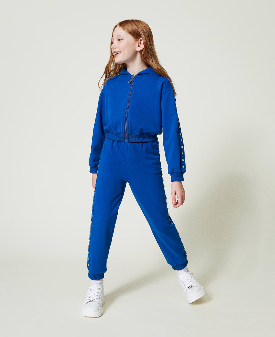 Hoodie and joggers "Surf” Blue Girl 242GJ2080_05865_01