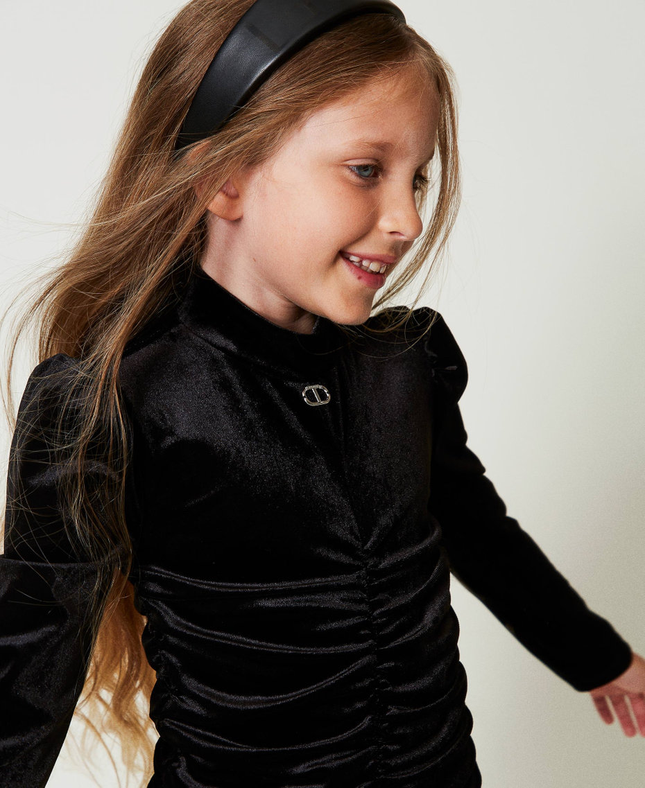 Short chenille gathered dress Black Girl 242GJ2100_00006_04