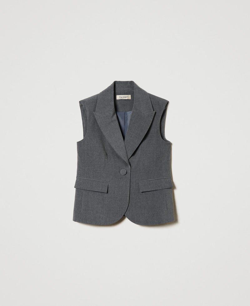 Flannel single-breasted waistcoat Mid Melange Grey Girl 242GJ2115_11730_S0