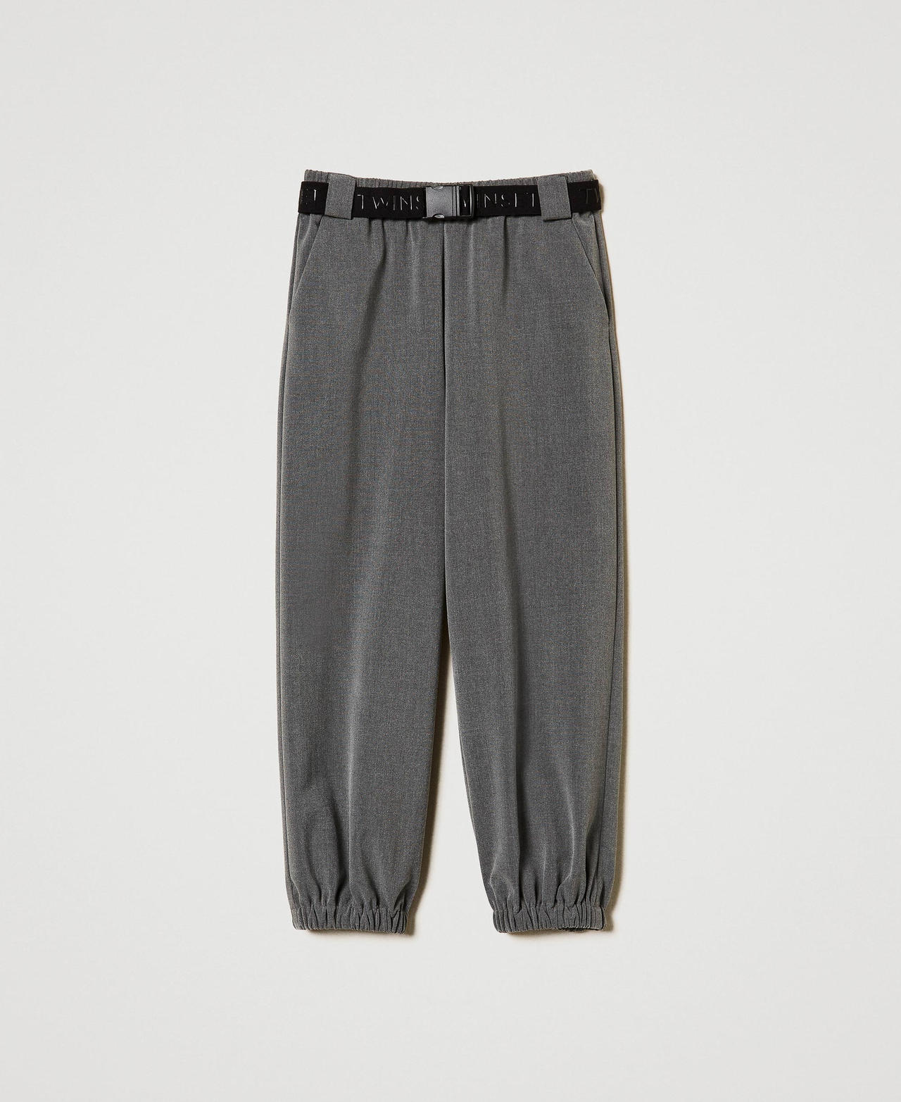 Scee by twin set Pantaloni joggers in flanella con cintura