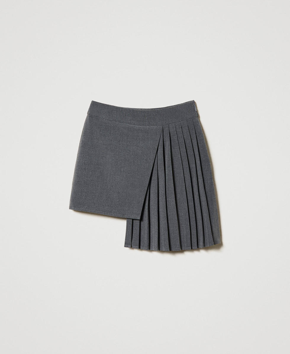 Jupe plissee en flanelle Fille Gris TWINSET Milano